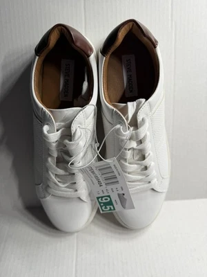 New Steve Madden Men's Sneakers P-Spruce White Lace Up Shoes Leather SIZE 9.5 - Image 1 of 4