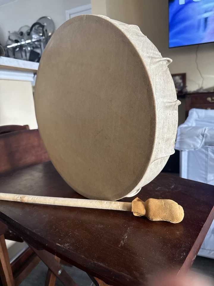 Handmade Shamanic Drum 15” Natural Rawhide + Beater | Native Style Frame Drum - Image 1 of 1