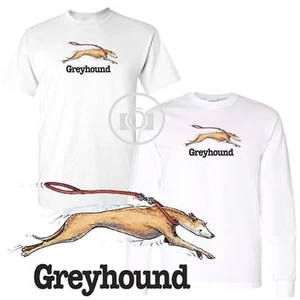 Camiseta blanca de manga corta/larga de dibujos animados de raza de perro divertida Greyhound M-3X - Imagen 1 de 3
