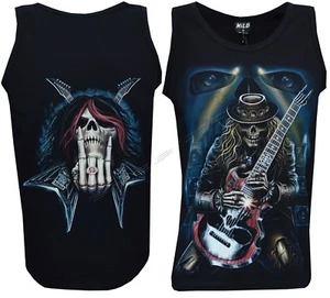 Guitarra Rocker Grim Reaper Brillo en la Oscuridad Calavera Chaleco Sin mangas Prenda sin mangas M - 3XL - Imagen 1 de 3