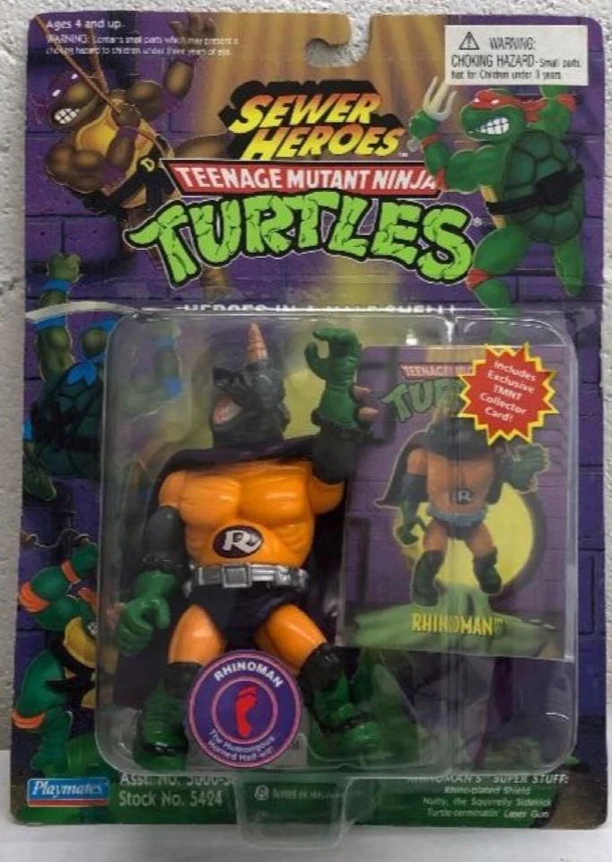 TMNT Bebop 1992 MOC Ninja Turtles Playmates Toys Action Figure Unpunched Card