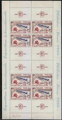 France 1964 Mi 1480 Sc 1100 PHILATEC sheet of 8 MNH stamps / CV 200$ Postrider - Image 1 of 2