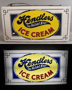 Vintage 20thC Hendlers Ice Cream, Baltimore Advertising Light Up 2-Sided Sign