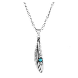 NC5486 Montana Silversmiths Solo Flight Turquoise Feather Necklace NEW - Picture 1 of 1