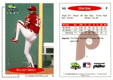 Elliott Gray 1991 Classic Best Baseball Card 141  Clearwater Phillies