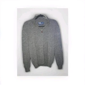 Polo Ralph Lauren Para Hombres Mediano Gris Corderos Lana Suéter 1/4 Cremallera Pullover Manga Larga - Imagen 1 de 9