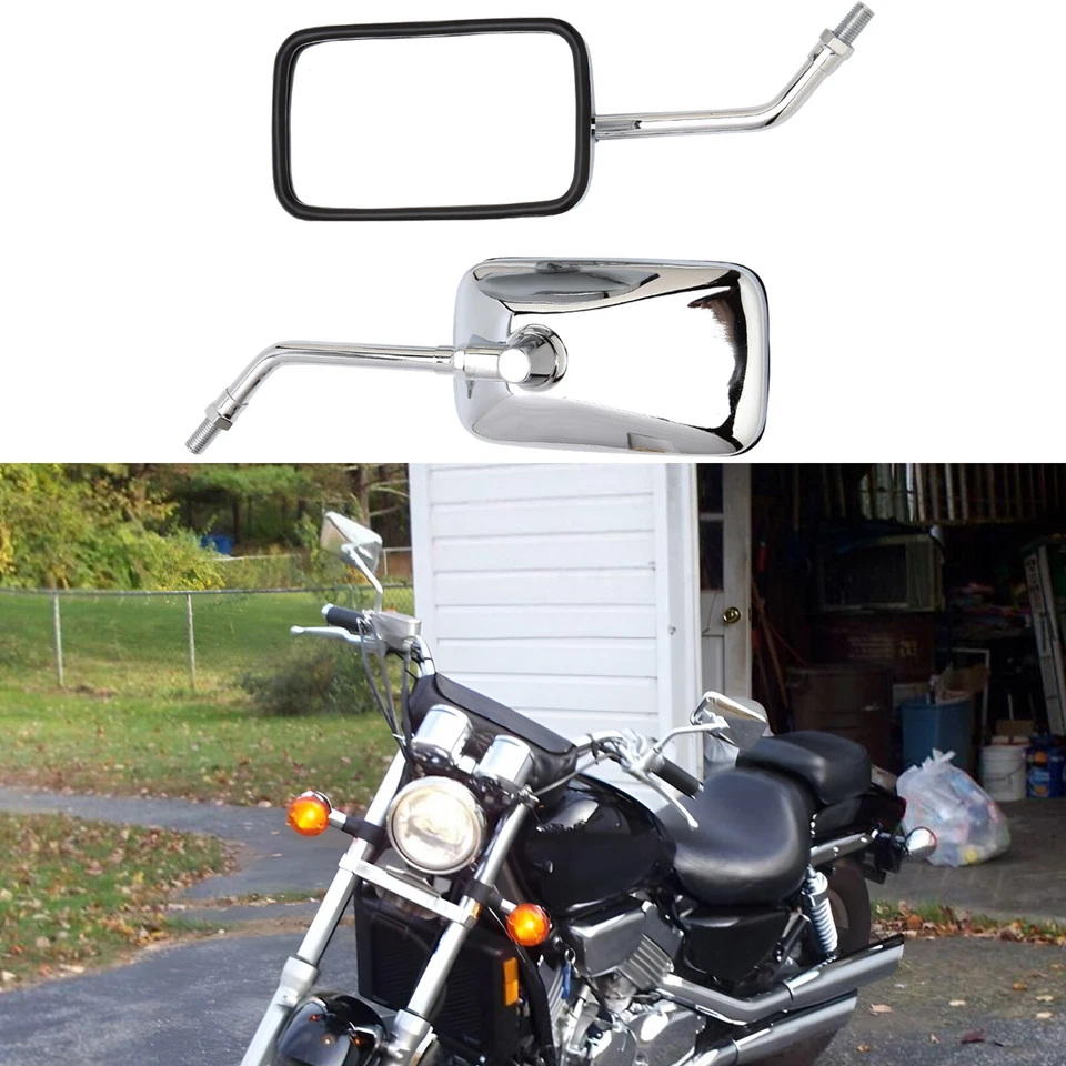For Honda Magna 250 VF 750C 500C 1000C Chrome Motorcycle Rectangle Side Mirrors Foto 1 de 4