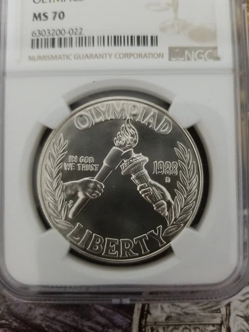 1988-D $1 Silver NGC MS70 Olympics Dollar 90% Coin Cert# 6303200-022 Cover