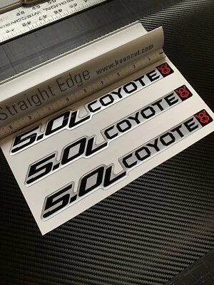 (3) Emblemas insignia COYOTE V8 5,0 L recubiertos de gel Ford F-150 negro/plateado/rojo 9,5 pulgadas Foto 1 de 4