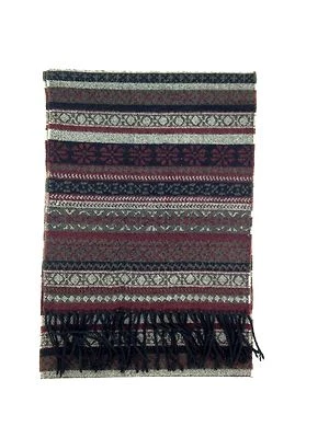 $65 John Ashford Unisex Men Gray Red Pattern Warm Winter Acrylic Muffler Scarf - Image 1 of 2