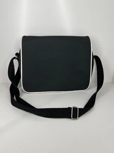 Lacoste black crossbody messenger bag adjustable strap white trim - Picture 1 of 11