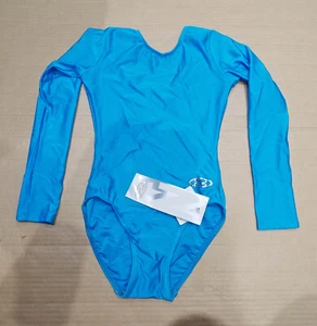 The Zone Long Sleeve Turquoise Leotard - Size 30 - Shiny Lycra - Picture 1 of 9