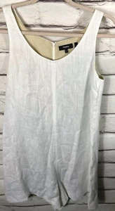 Mameluco Theory para mujer talla 4 blanco sin mangas con cremallera mezcla de lino forrado con bolsillo - Imagen 1 de 5