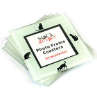 Set of 4 Photo Frame Glass Silhouette Black Cat Drinks Square Table Coasters