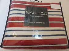 Nautica Brigantine Stripe Red white blue full queen quilt New