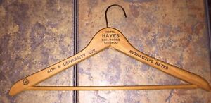 CHICAGO HOTEL HAYES Vintage Solid Wood Clothes Coat Suit Hanger FLAT Metal Hasp