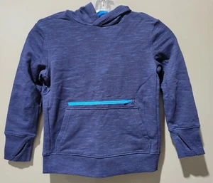 All In Motion Boys' XS 4/5 Heathered Dark Blue & Light Blue Contrast Trim Hoodie - Picture 1 of 7
