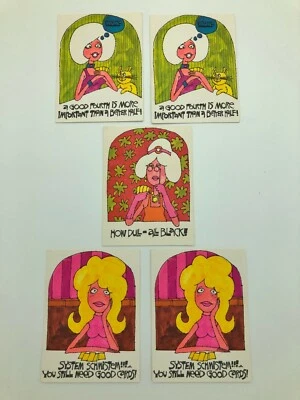 Vintage Taylor System 2 & 3 Table Bridge Tally Cards (5 Total)  Humorous Cartoon - Image 1 of 2
