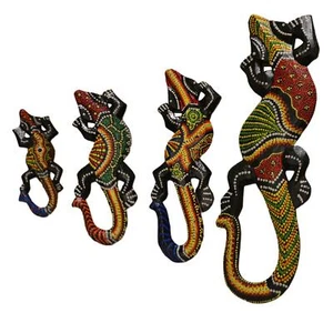 Creative Gecko Sculpture Southeast Asian Style Carved Art Handicraft Wood for - Picture 1 of 22