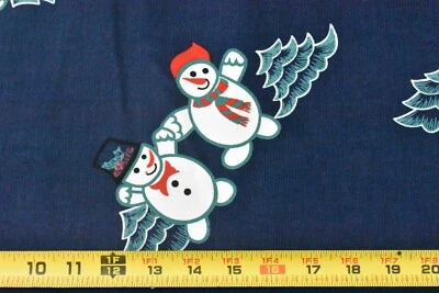 Por 1/2 yarda, muñecos de nieve de Navidad en pana de algodón mini ballena azul marino, P6505 Foto 1 de 4