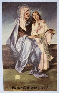 Vintage Blessed Memento of Saint Ann Cloth Touched Relic Prayer Card Italy - Picture 1 of 5