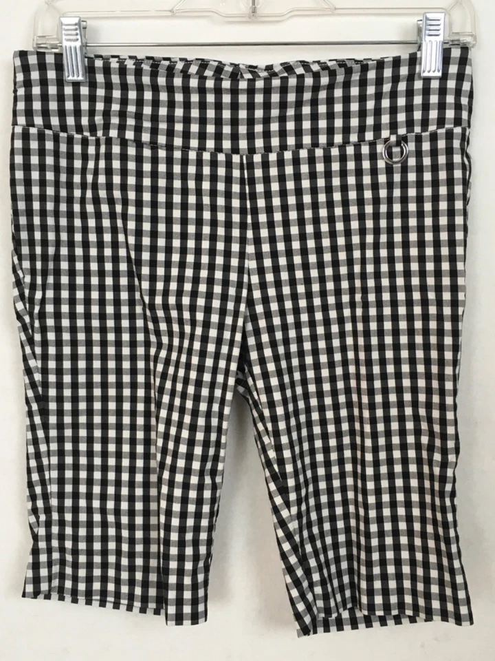 Pantalones Cortos Rafaella Mujer Talla 6 Negro Blanco Cuadros Tire Medio Sin Bolsillos Foto 1 de 4