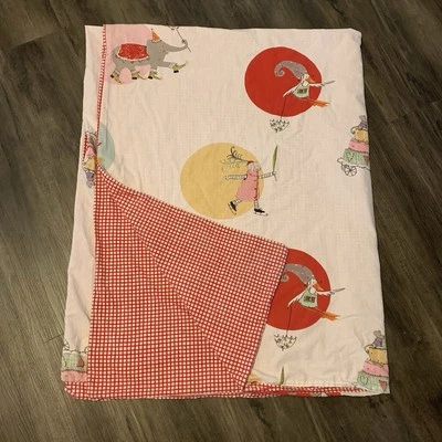 IKEA Whimsical Animals Groda Cat Mouse Frog Twin Size Duvet Cover Cotton Gingham - Image 1 of 4