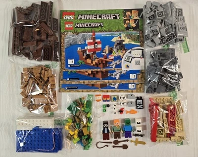 LEGO 21152 Minecraft Barco Pirata Aventura Minifiguras Completas Manual Delfín Pájaro Foto 1 de 4