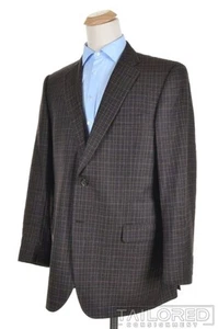 BURBERRY LONDON Brown Check SILK WOOL Blazer Sport Coat Jacket - 44 L - Picture 1 of 9