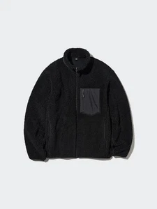 Uniqlo Kids Boys Girls Black Windproof Fleece Jacket Full Zip Size Large 13 - Picture 1 of 8