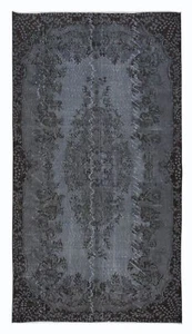 5.4x9.6 Ft Gray Handmade Turkish Rug with Medallion, Ideal for Modern Interiors - Picture 1 of 5
