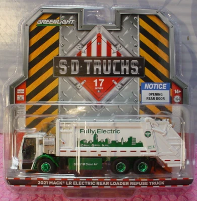 Greenlight 2021 Mack LR 电动后装载机拒绝卡车 🚛CHASE 绿色机器 — 第 1/4 张图片