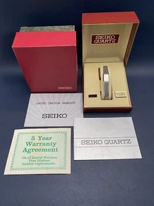 Vintage Seiko 2E20-5029 Lady's Stainless Steels Tank Quartz Watch- New Old Stock - Picture 1 of 18