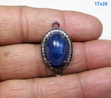 Genuine Tanzanite Pave Diamond Oxidized 925 Silver Charm Finding Connector ODS27