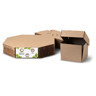 BIOZOYG 100 Burgerboxen Burgerverpackung Hamburgerschachteln Kraftkarton 13x13cm - Bild 1 von 4
