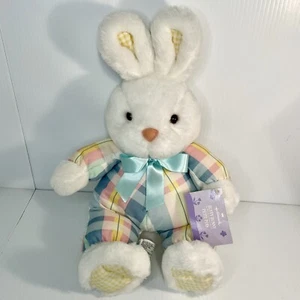 Hallmark BUFFY BUNNY Rabbit Pastel Plaid Stuffed Animal Plush w/tag Vintage - Picture 1 of 11