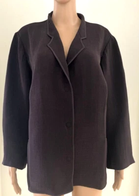 Eileen Fisher  Jacket Blazer Size 1X Brown Crinkle Rayon Silk Blend Magnet - Image 1 of 4