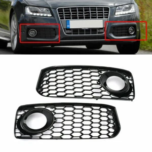 Pair Honeycomb Mesh Fog Light Grill Grille For Audi A5 S-Line S5 B8 RS5 2008-12 - Picture 1 of 12