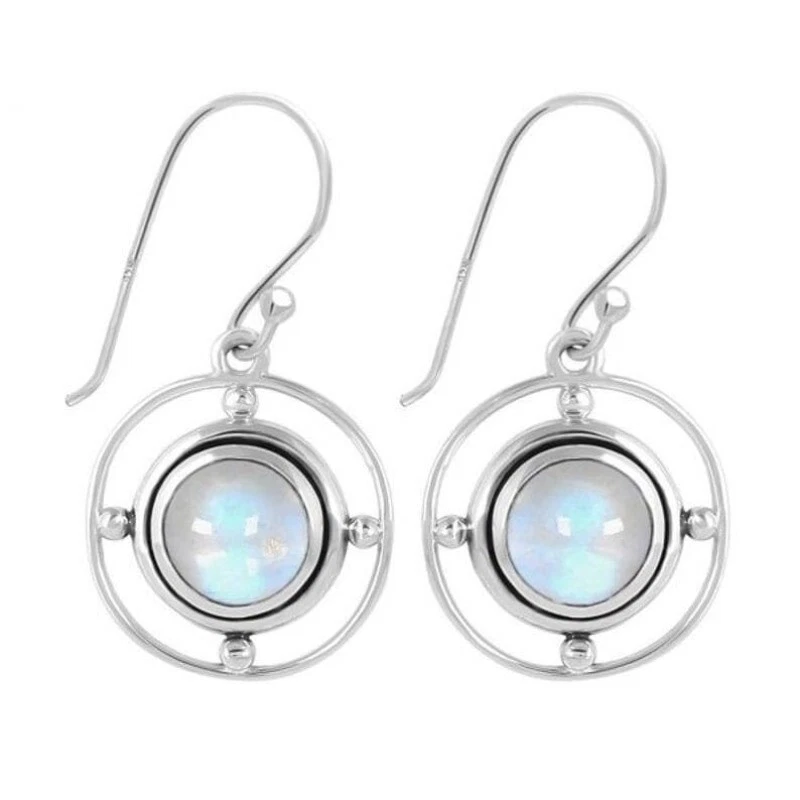 La Pietra Di Luna Gemma Fatto A Mano Modo Goccia A Penzolare Orecchini Etnici Per Donne Ossidato Argento Progettazione Unico Orecchini In Argento Tibetano - Foto 4