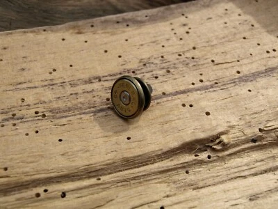 Antique Gold BULLET Tie Tack. 45 Auto Bullet Casing. Optional Crystal. - Image 1 of 4