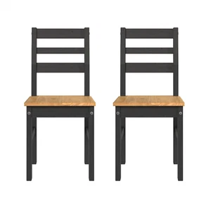 Pair Black Dining Chairs Wooden Back Dining Kitchen Home Furniture Seating - Picture 1 of 4