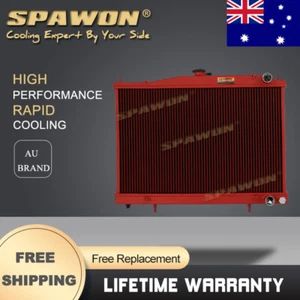 SPAWON Red Radiator For Nissan Skyline R33 R34 GTS GTS-T 2.5L 6cyl 93-06 MT 4Row - Picture 1 of 9