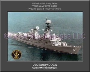 USS Barney DDG 6 Personalized Canvas Ship Photo Print Navy Veteran NEW - Picture 1 of 2