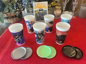 1991 McDonald’s Batman Supersize Cups w/Lids, Complete set of 6, NEW, Mint, + 1 - Picture 1 of 12