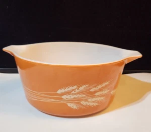 Cazuela vintage PYREX cosecha otoño trigo naranja cenicienta 474-B sin tapa - Imagen 1 de 9