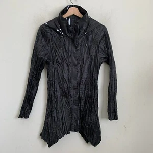 Unbranded Jacket Black Crinkle Reversible Zip White Graffiti Lettering Sz M NEW - Picture 1 of 9