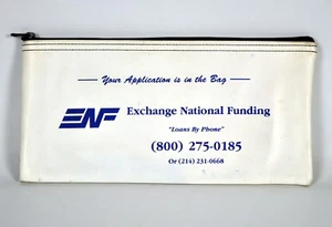 ENF Vinyl Zip Top Money Deposit Bag Pouch EXCHANGE NATIONAL FUNDING Texas - Picture 1 of 6