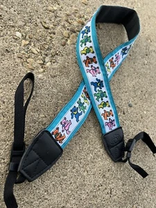 teal dancing bears grateful dead camera strap - Picture 1 of 2