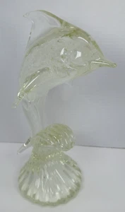 Vintage Danbury Mint Large 12" Art Glass Dolphin Statue Figurine - Picture 1 of 7