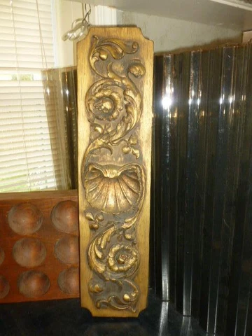 Vintage Carved Relief Wood Look Pediment 25" Wall Décor Baroque Shell & Flower Cover